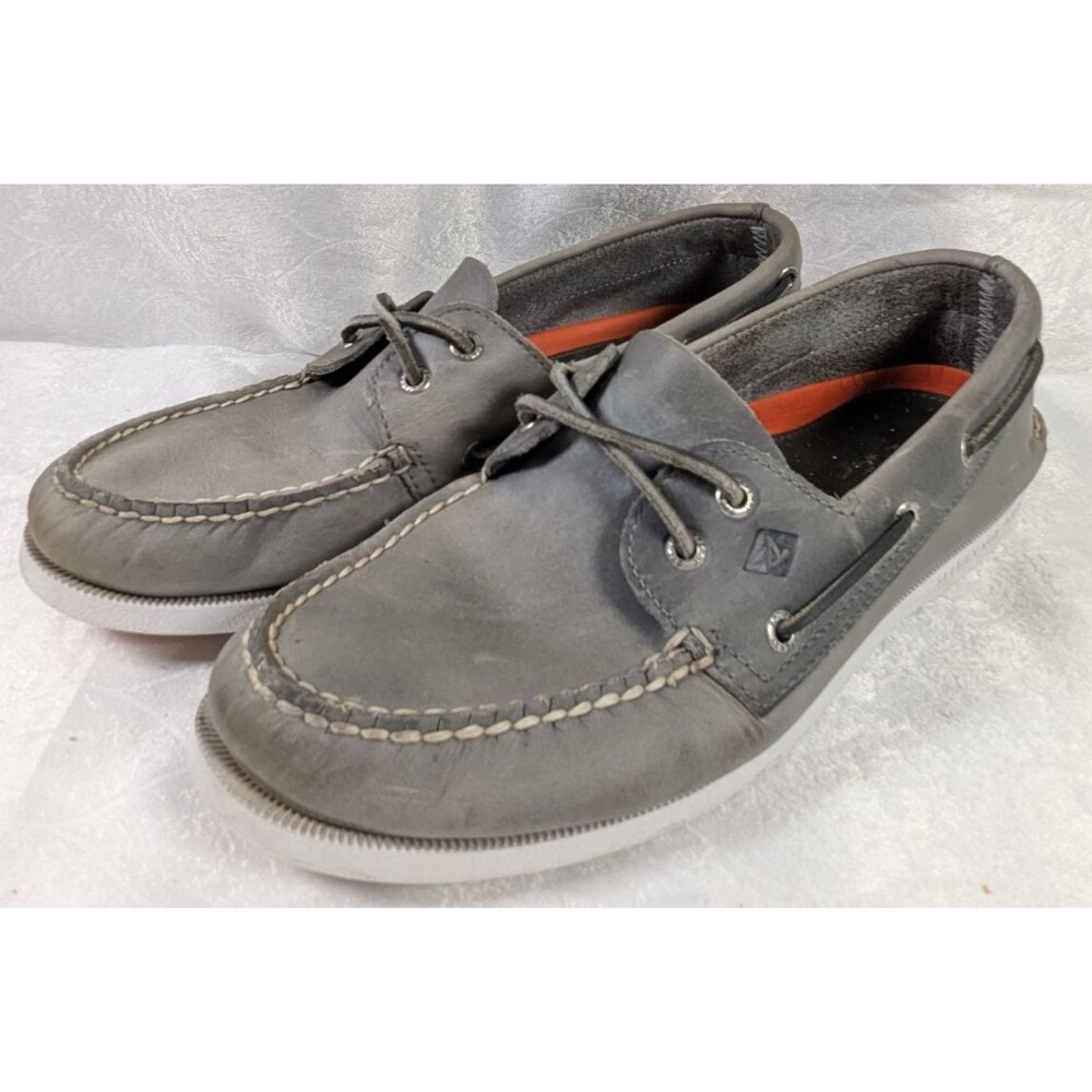 Sperry Authentic Original 2-Eye Boat Shoes Men's 10M Gray Orange STS23930